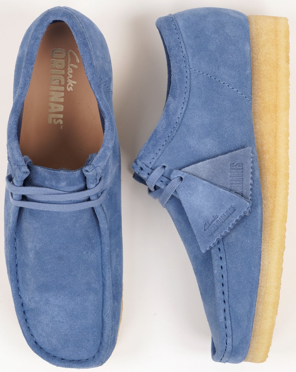 Clarks Originals Wallabee Shoes Blue Suede - Image 3