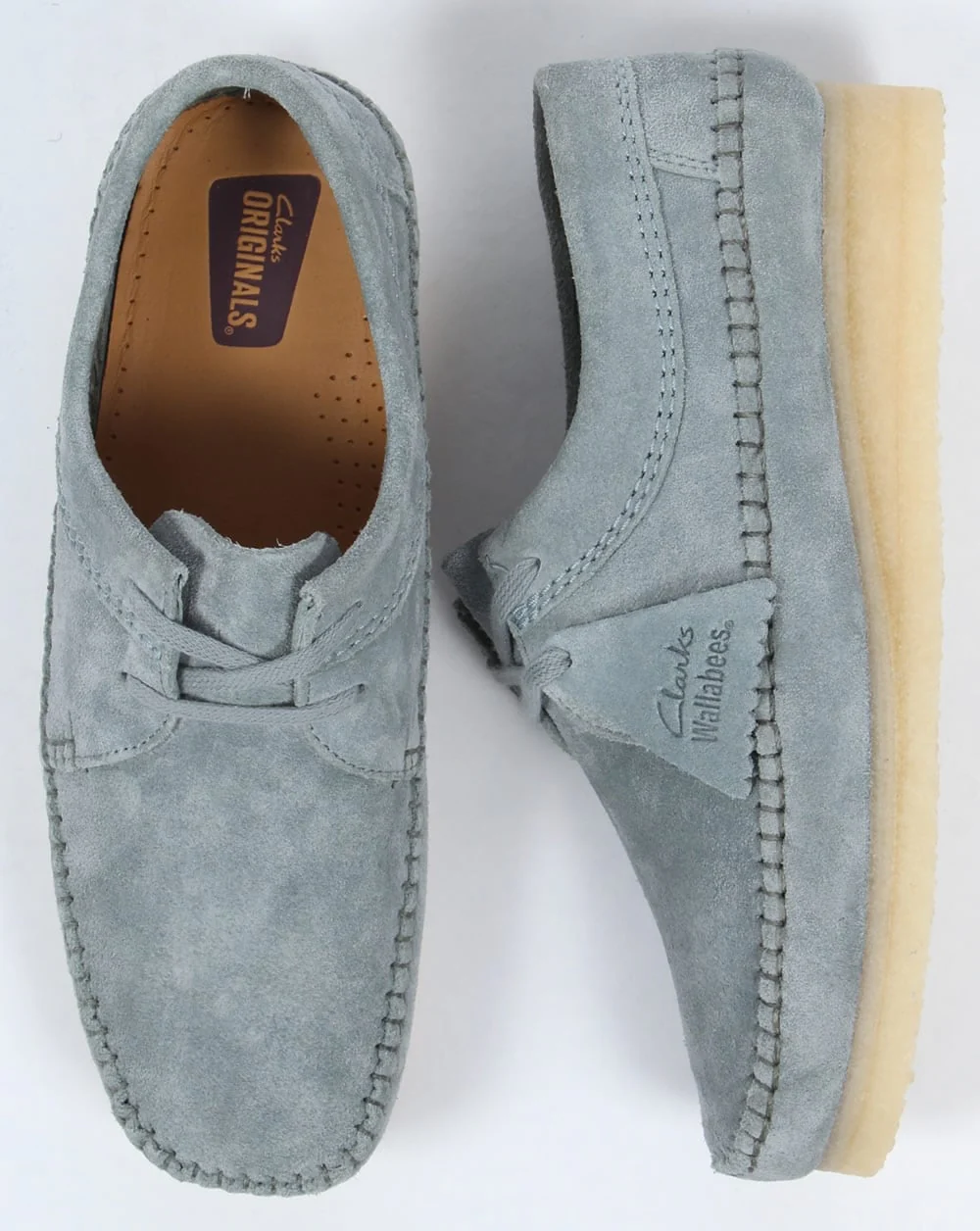 Clarks Originals Weaver Shoes Blue Grey - Image 2