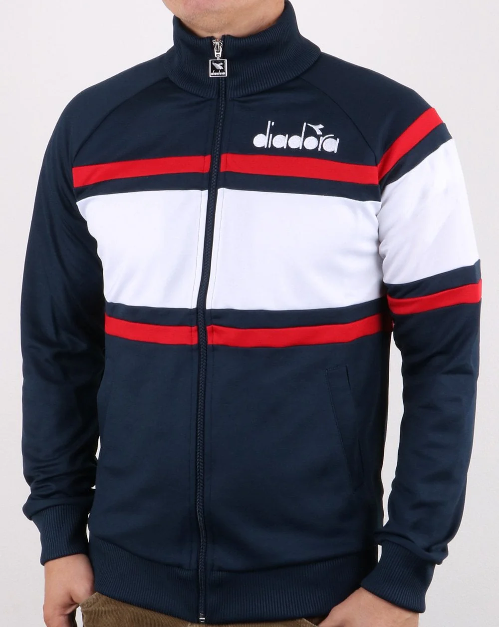 Diadora 80s Track Top Blue Denim/Optical White/Tomat - Image 2