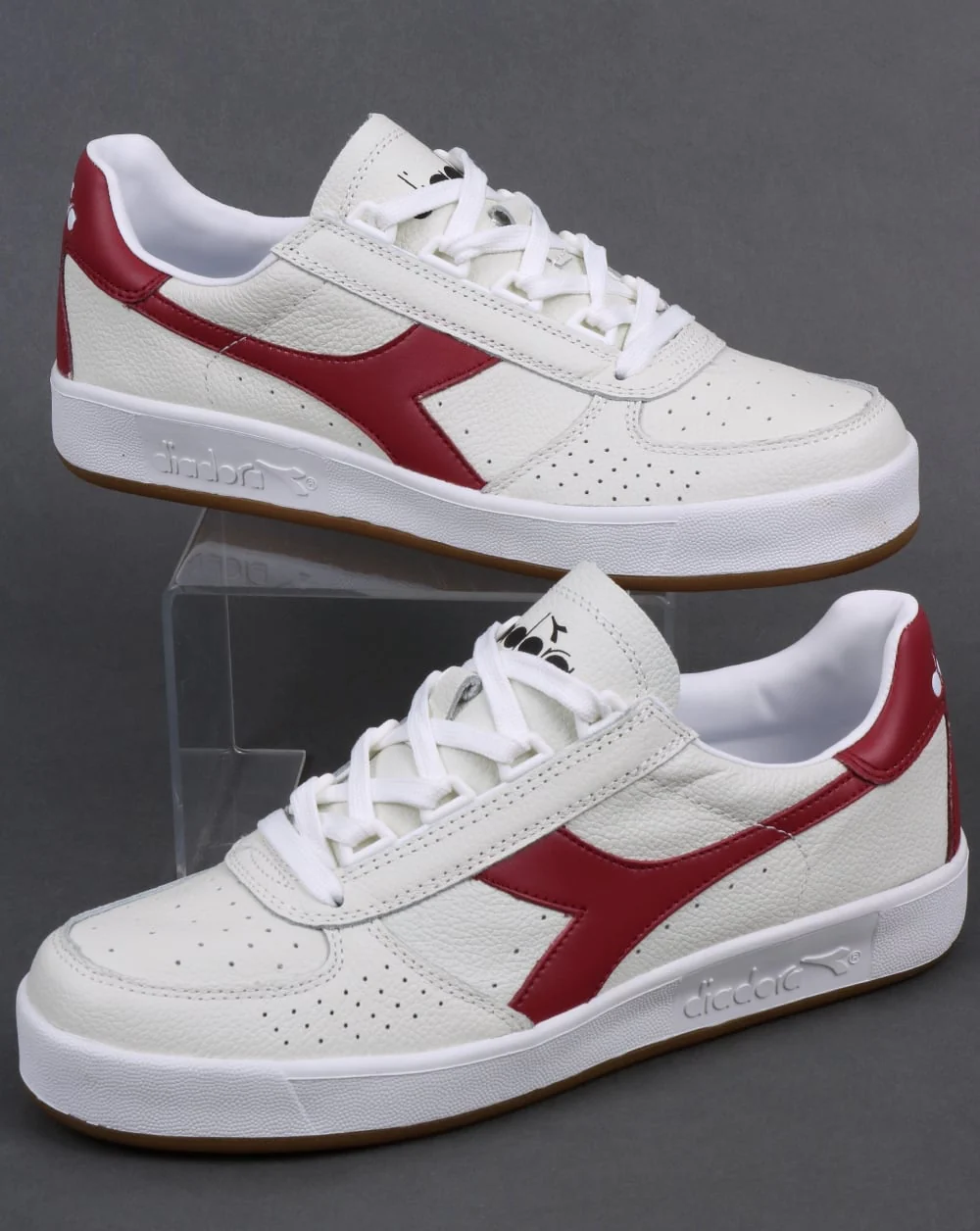 Diadora B. Elite L Trainers White/Burgundy Red/Gum