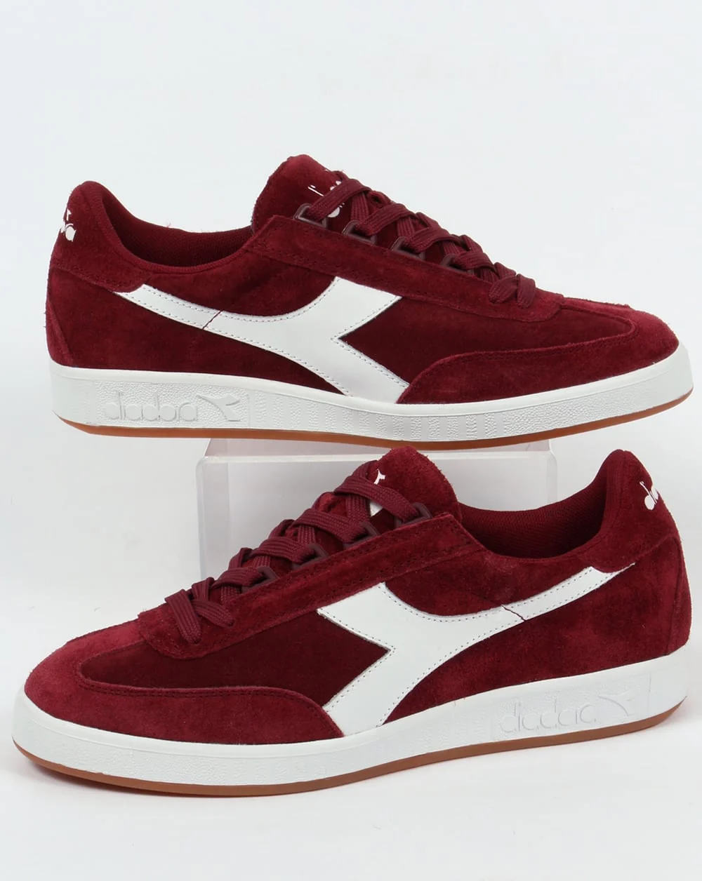 Diadora B Original Suede Trainers Burgundy/White Gum