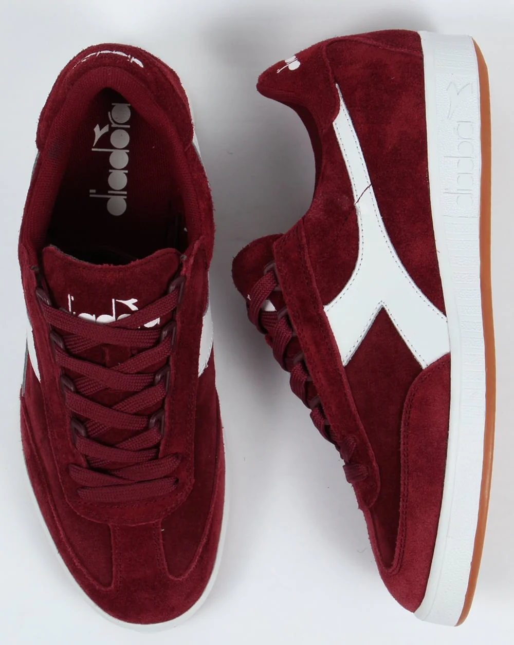 Diadora B Original Suede Trainers Burgundy/White Gum - Image 2