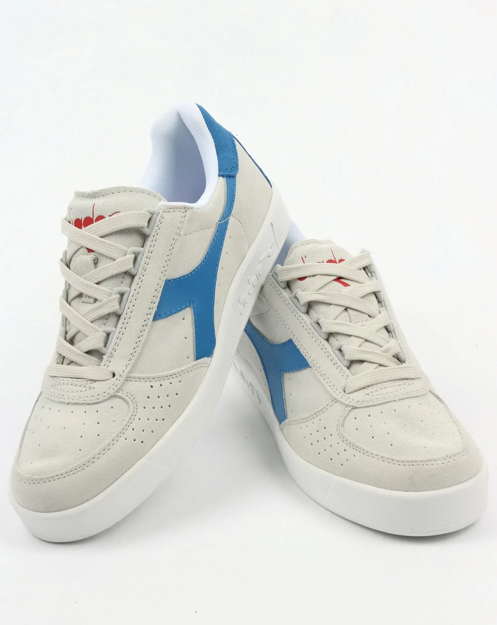 Diadora Borg Elite Suede Trainers White/Royal/Red - Image 3