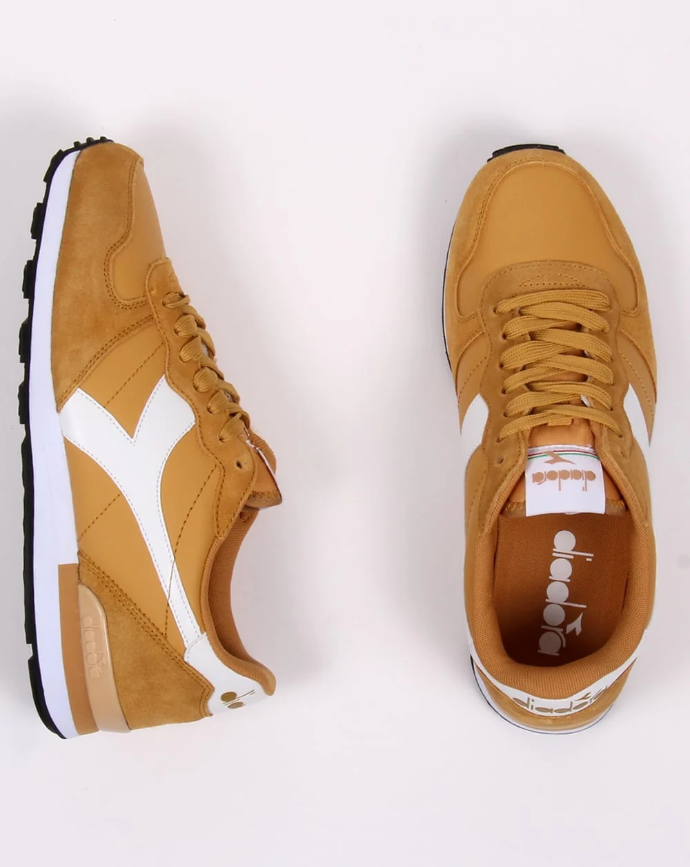 Diadora Camaro Leather Trainers Amber Gold - Image 2
