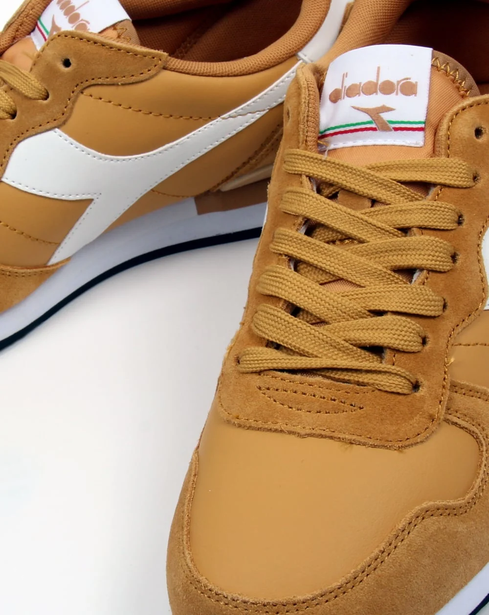 Diadora Camaro Leather Trainers Amber Gold - Image 4