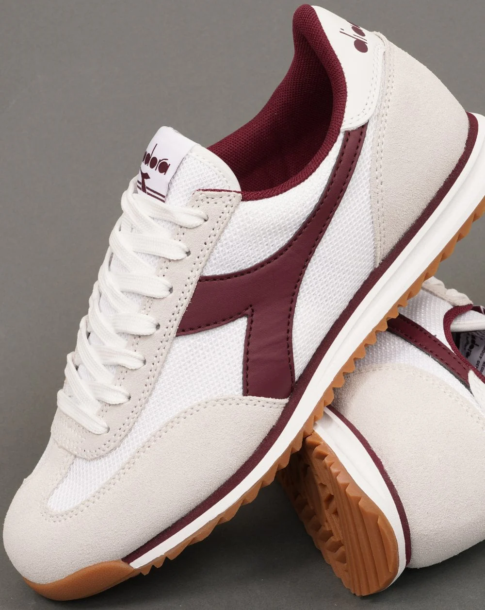 Diadora Cross Trainers White / Burgundy - Image 2