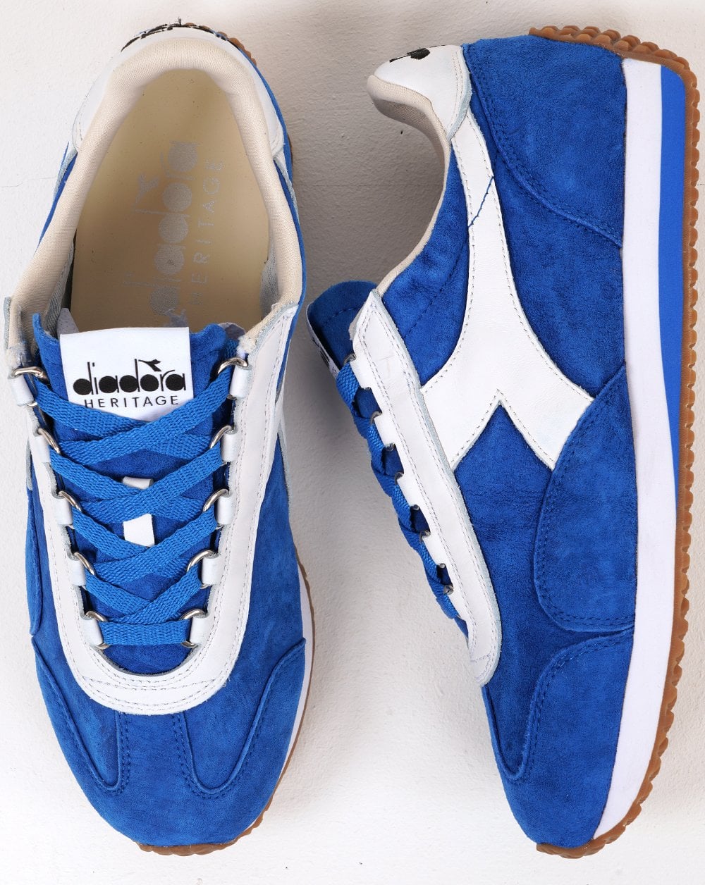 Diadora Equipe 75 Stone Washed Suede Trainers Micro Blue - Image 4
