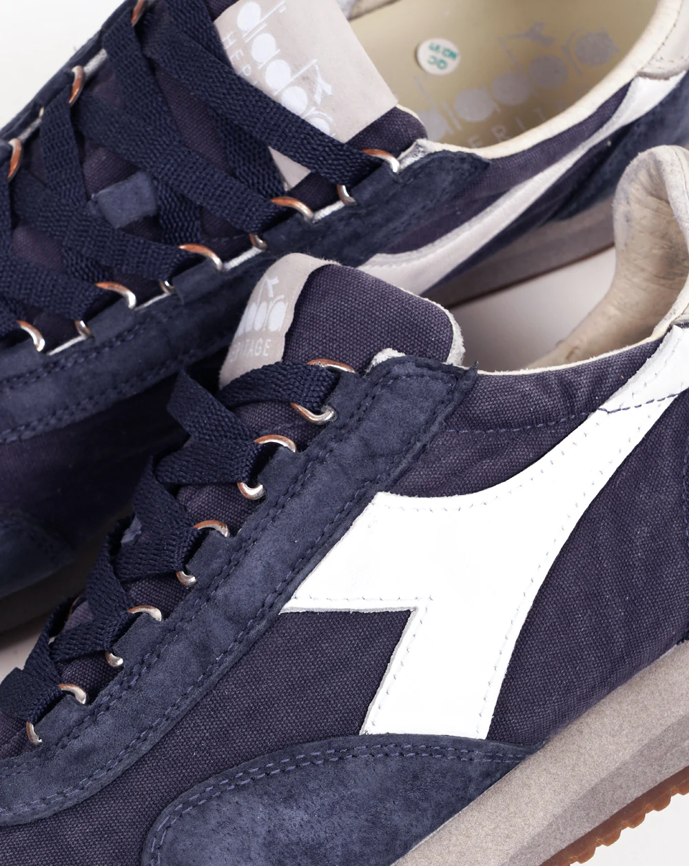 Diadora Equipe Canvas Stone Wash EVO Trainers Blue Denim - Image 3