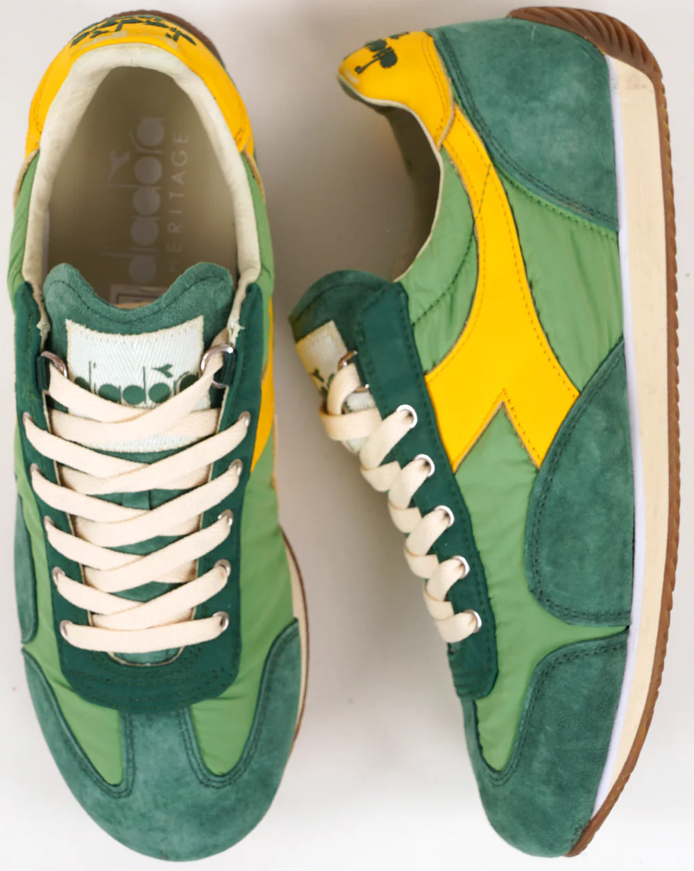 Diadora Equipe Vela SW Trainers Green/Yellow - Image 4
