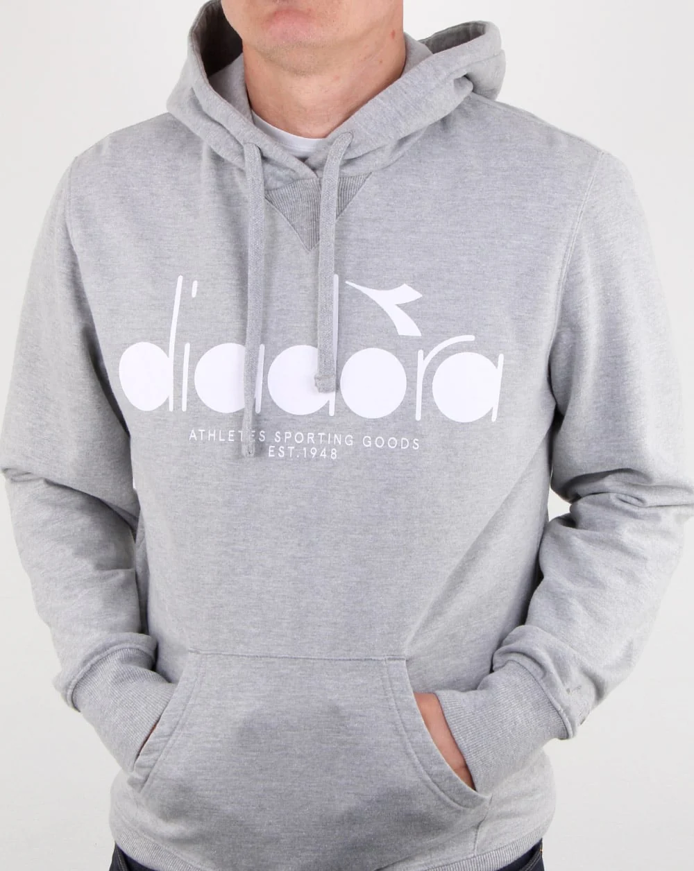 Diadora Logo Hoodie Grey Melange - Image 3
