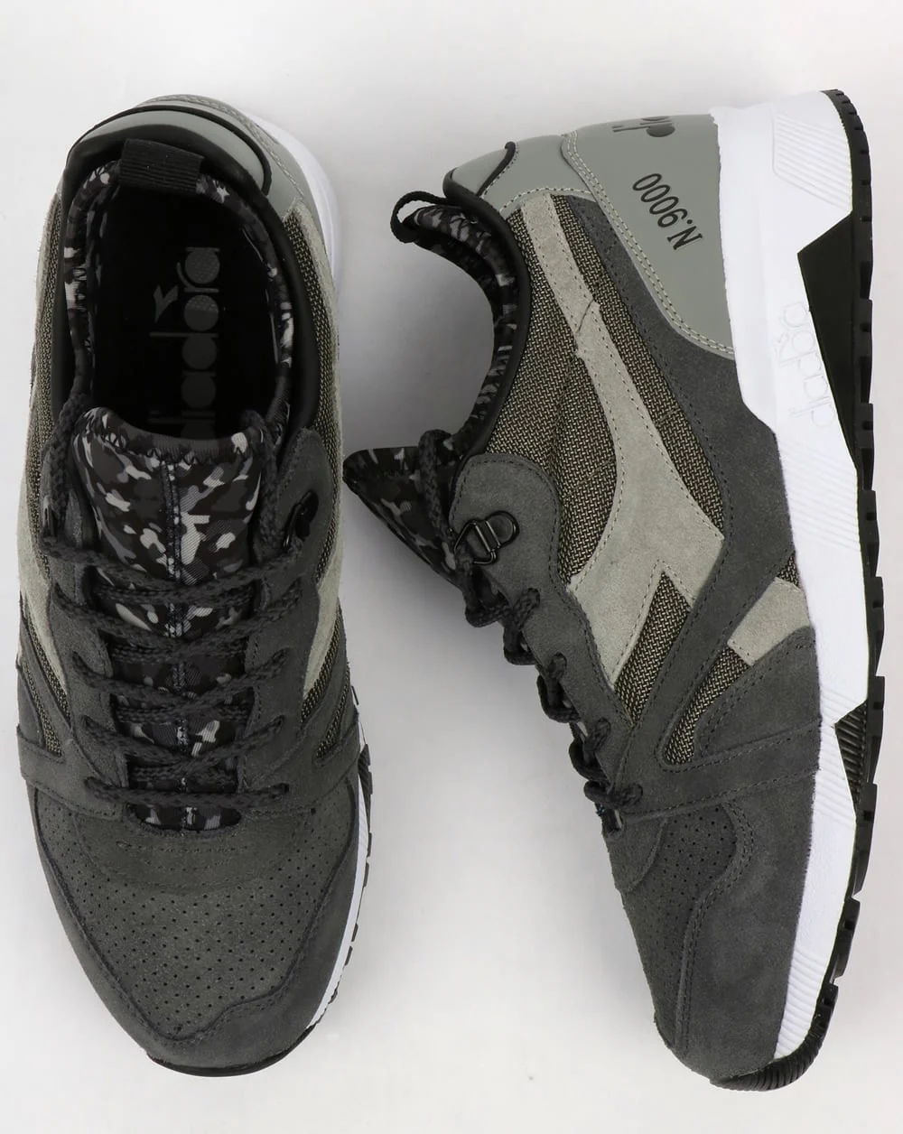 Diadora N9000 Camo Socks Trainers Grey - Image 2