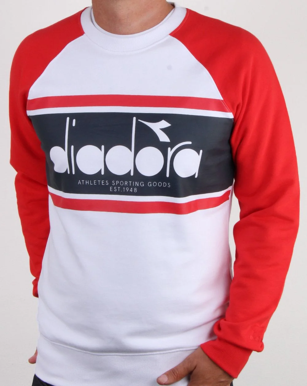 Diadora Spectra Crew Sweatshirt White/Red - Image 3