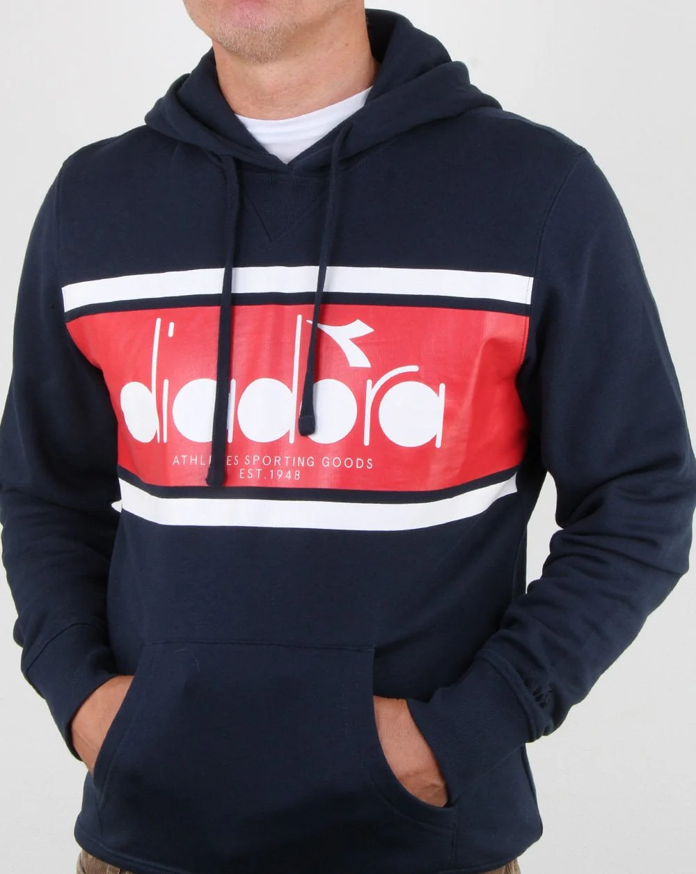 Diadora Spectra Hoodie Blue Denim/white/Red - Image 3