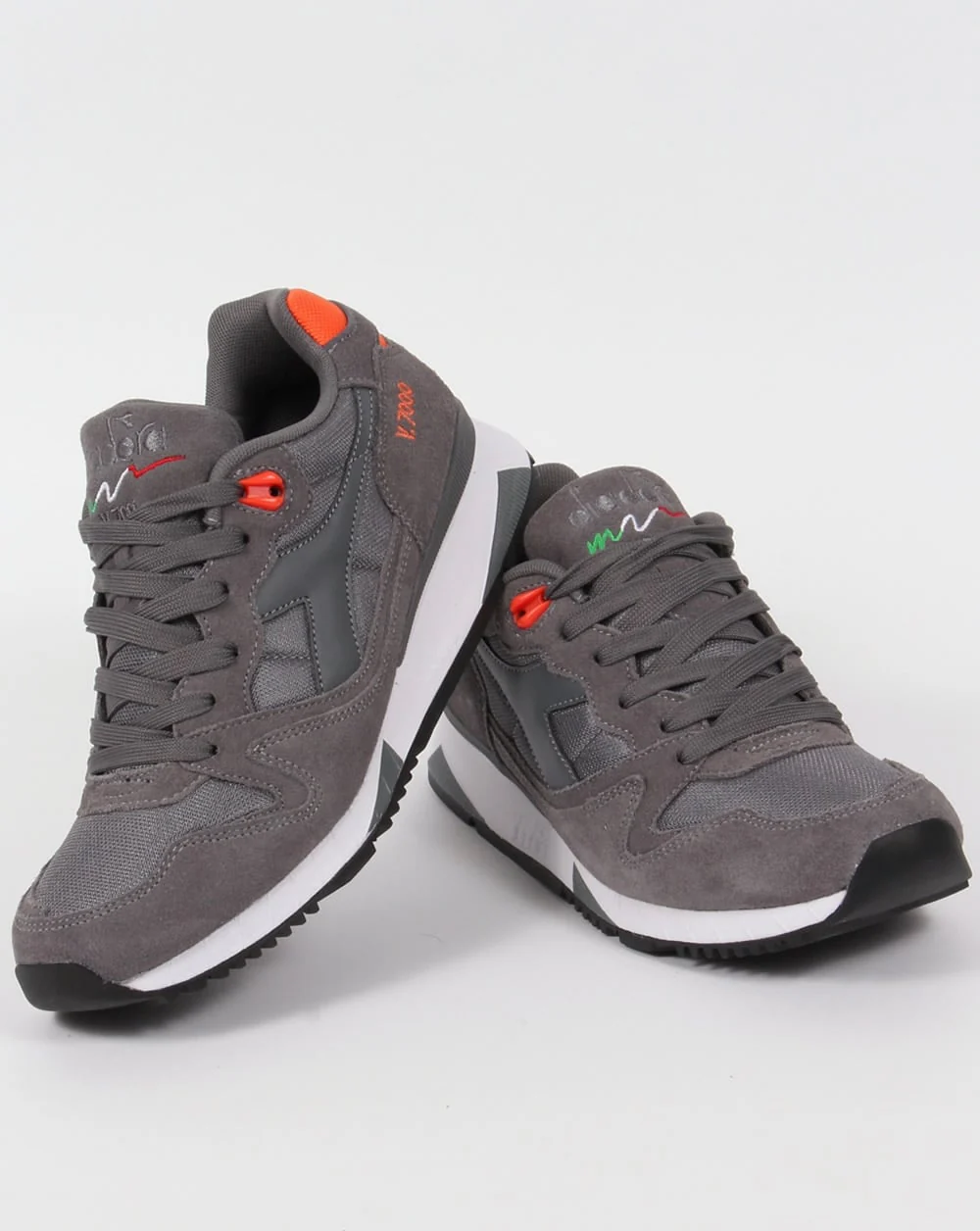 Diadora V7000 NYL II Trainers Grey/Orange - Image 3