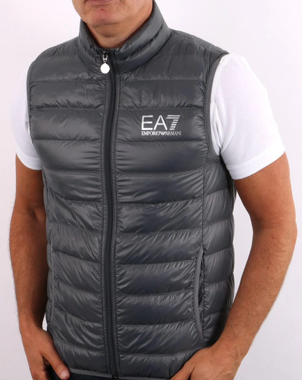 EA7 Core Logo Down Vest Charcoal Grey