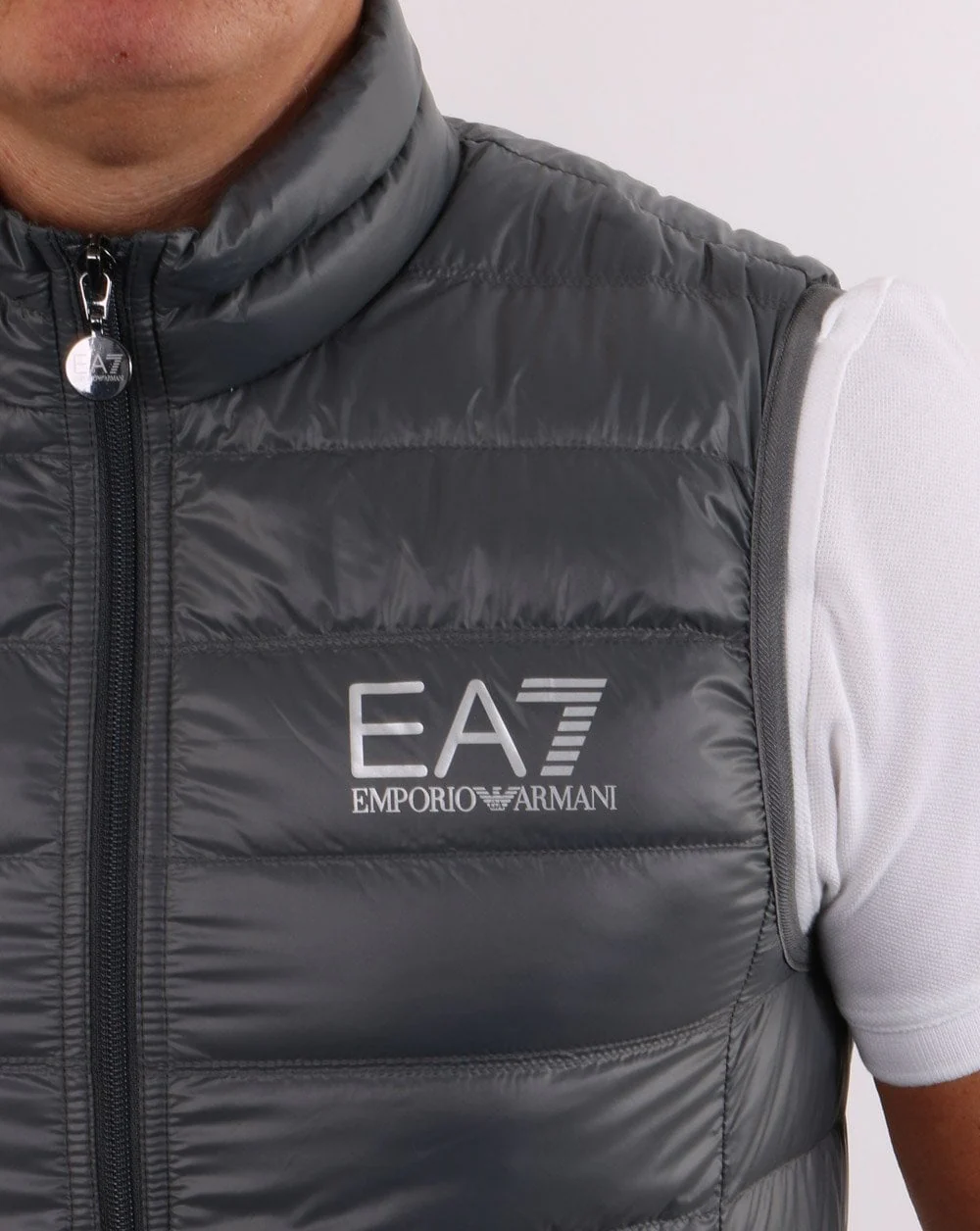 EA7 Core Logo Down Vest Charcoal Grey - Image 2