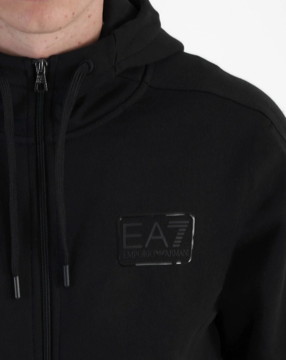 EA7 Full Zip Jersey Hoodie Black - Image 3