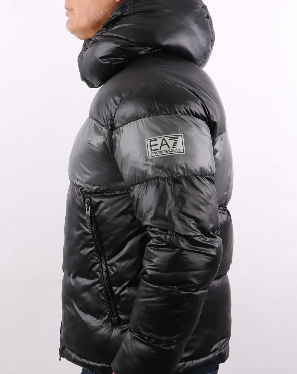 EA7 Puffer Jacket Black/Grey - Image 4