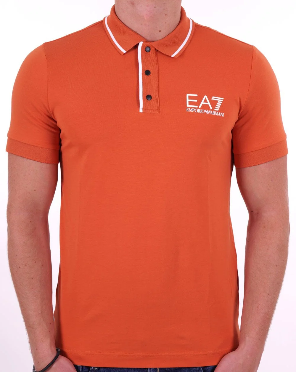 EA7 Tennis Club Polo Shirt Dark Orange - Image 3