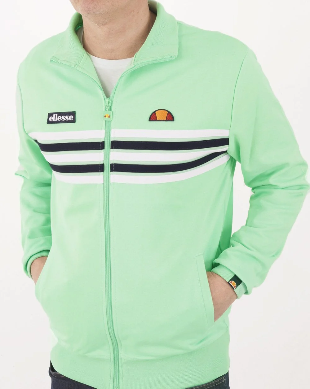 Ellesse 5 Stripe Track Top Fresh Lime - Image 4