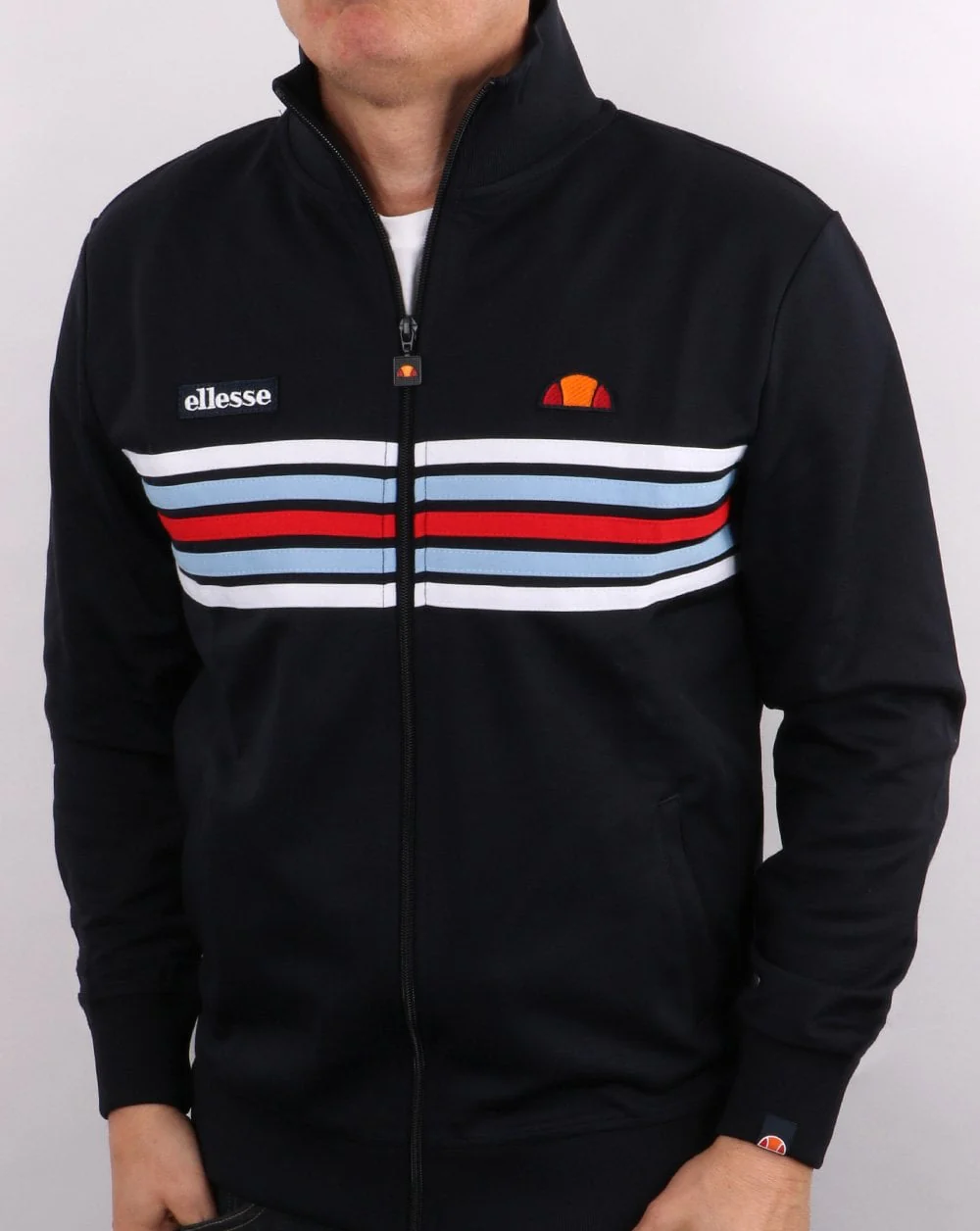 Ellesse 5 stripe Track Top Navy - Image 3