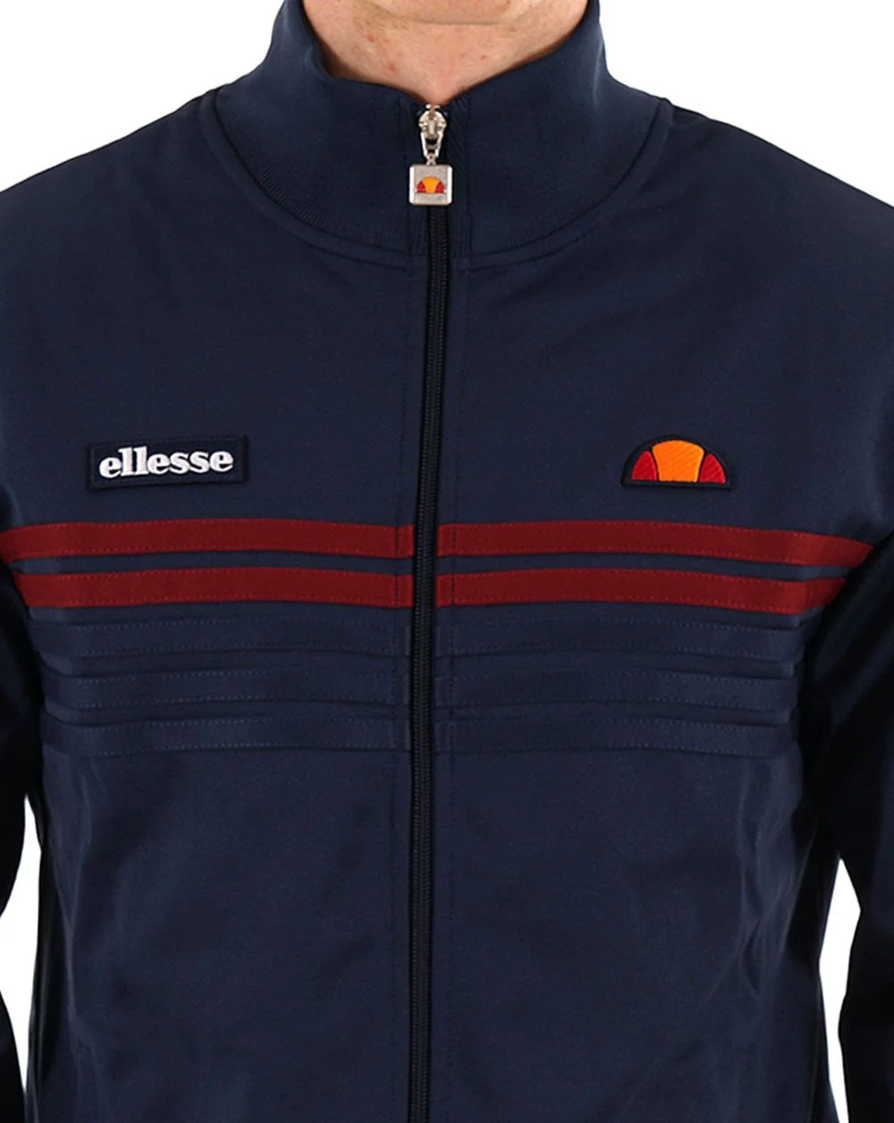 Ellesse 5 Stripe Track Top Navy/Burgundy - Image 2