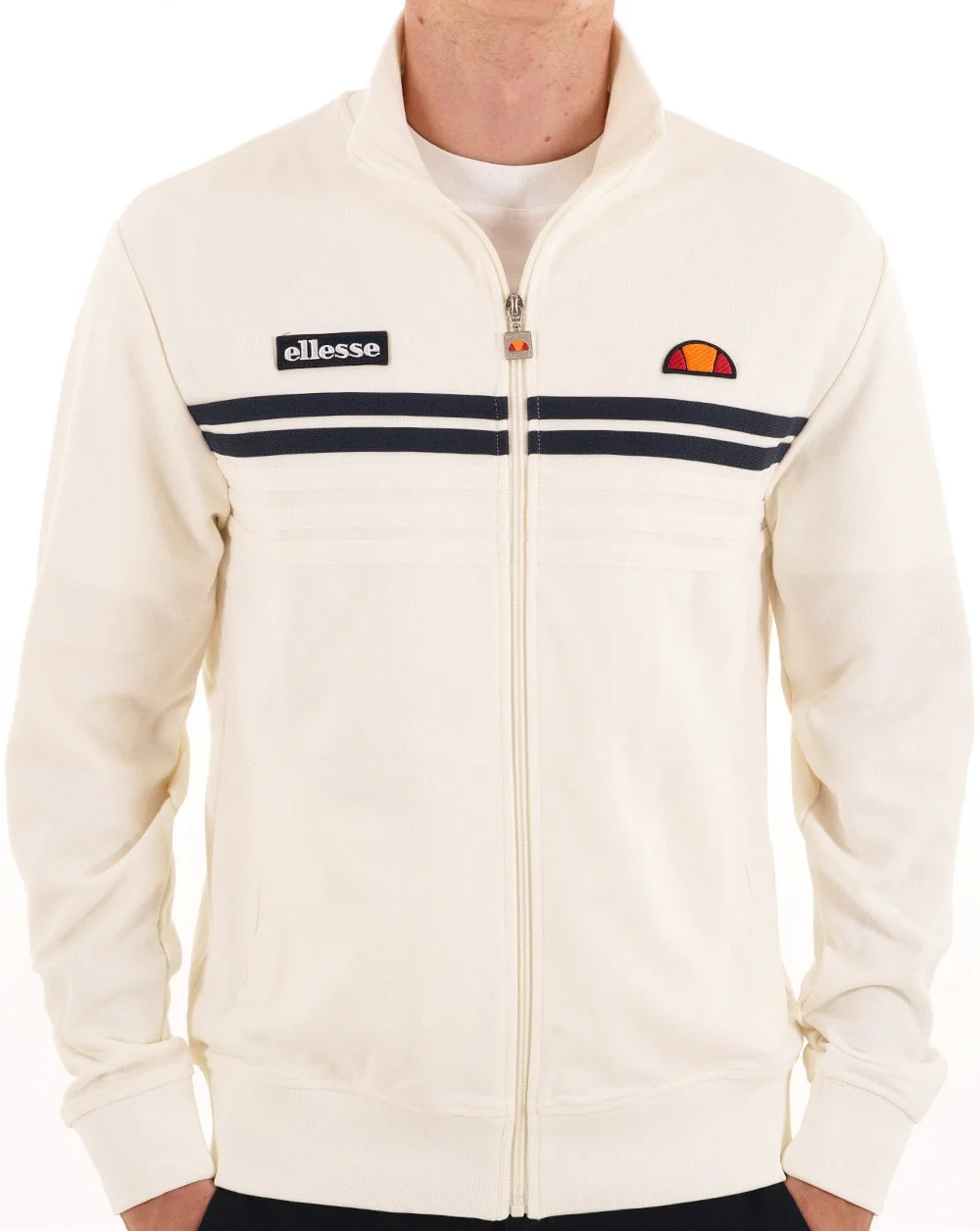 Ellesse 5 Stripe Track Top Off White - Image 4