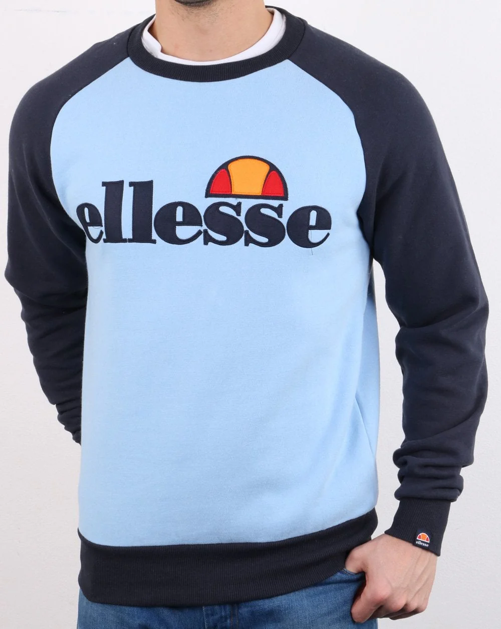 Ellesse 90s Raglan Sweat Sky/Navy - Image 2