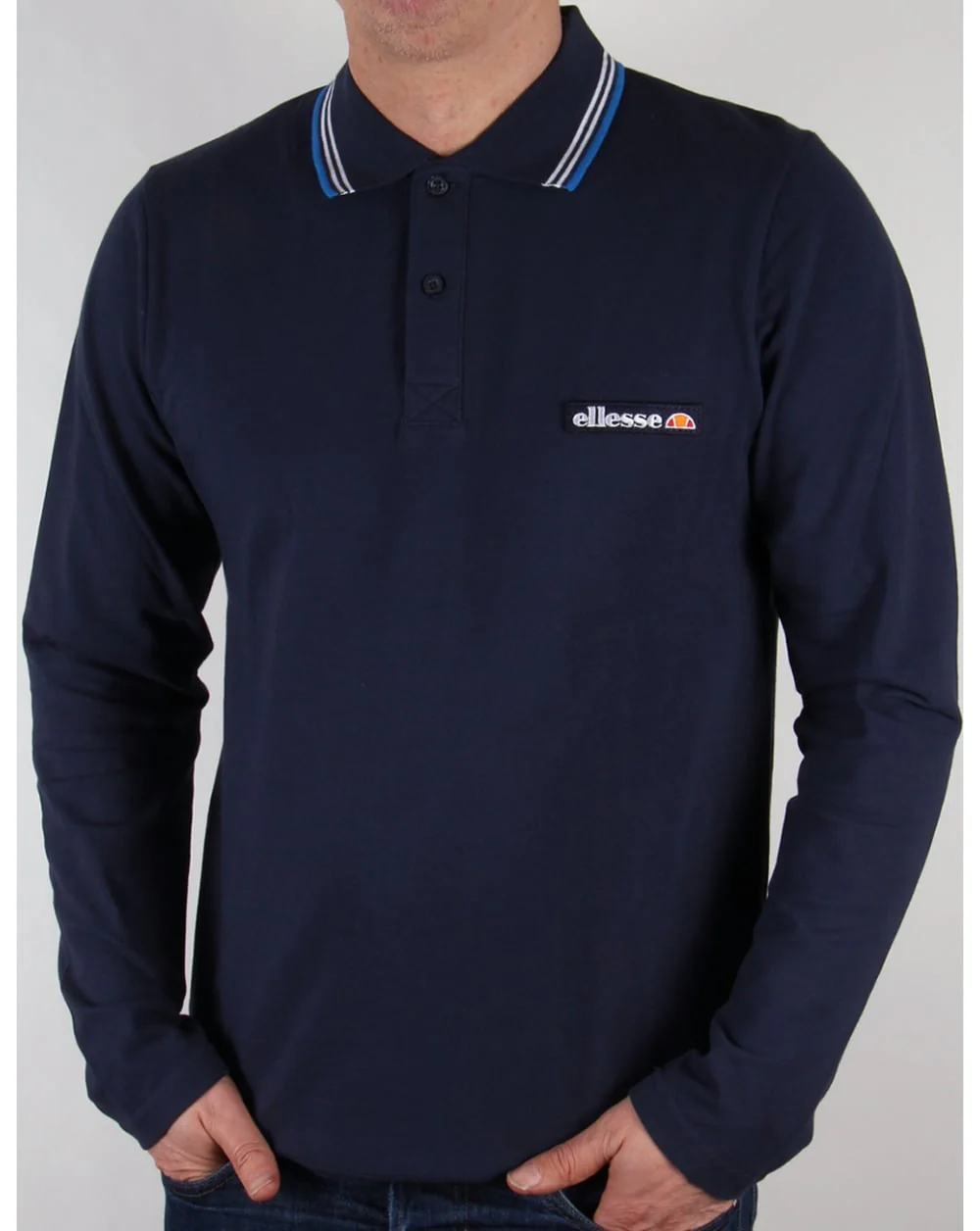 Ellesse Antrani Long Sleeve Polo Shirt Navy