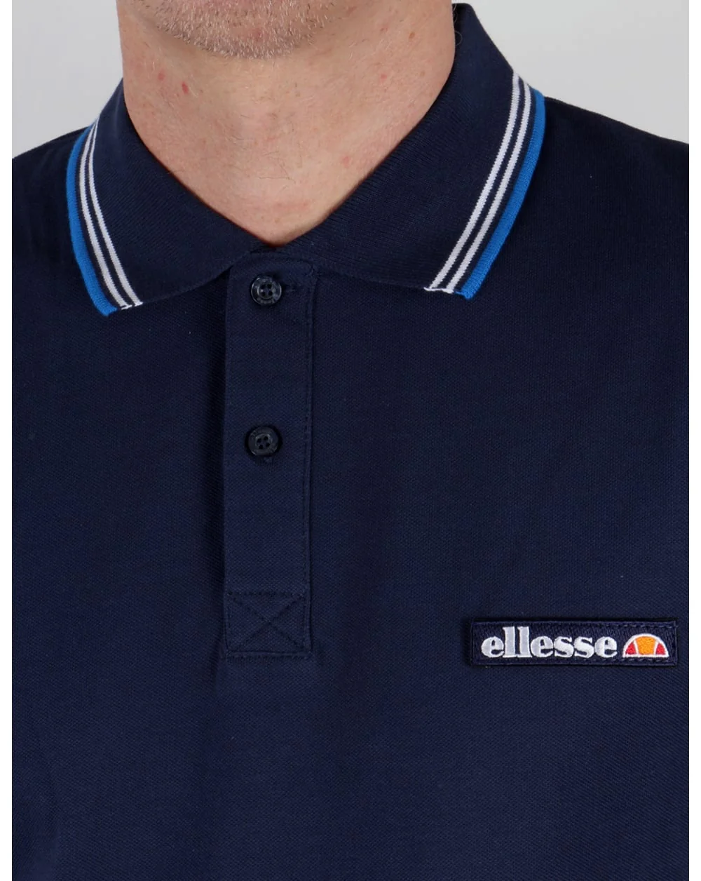 Ellesse Antrani Long Sleeve Polo Shirt Navy - Image 2