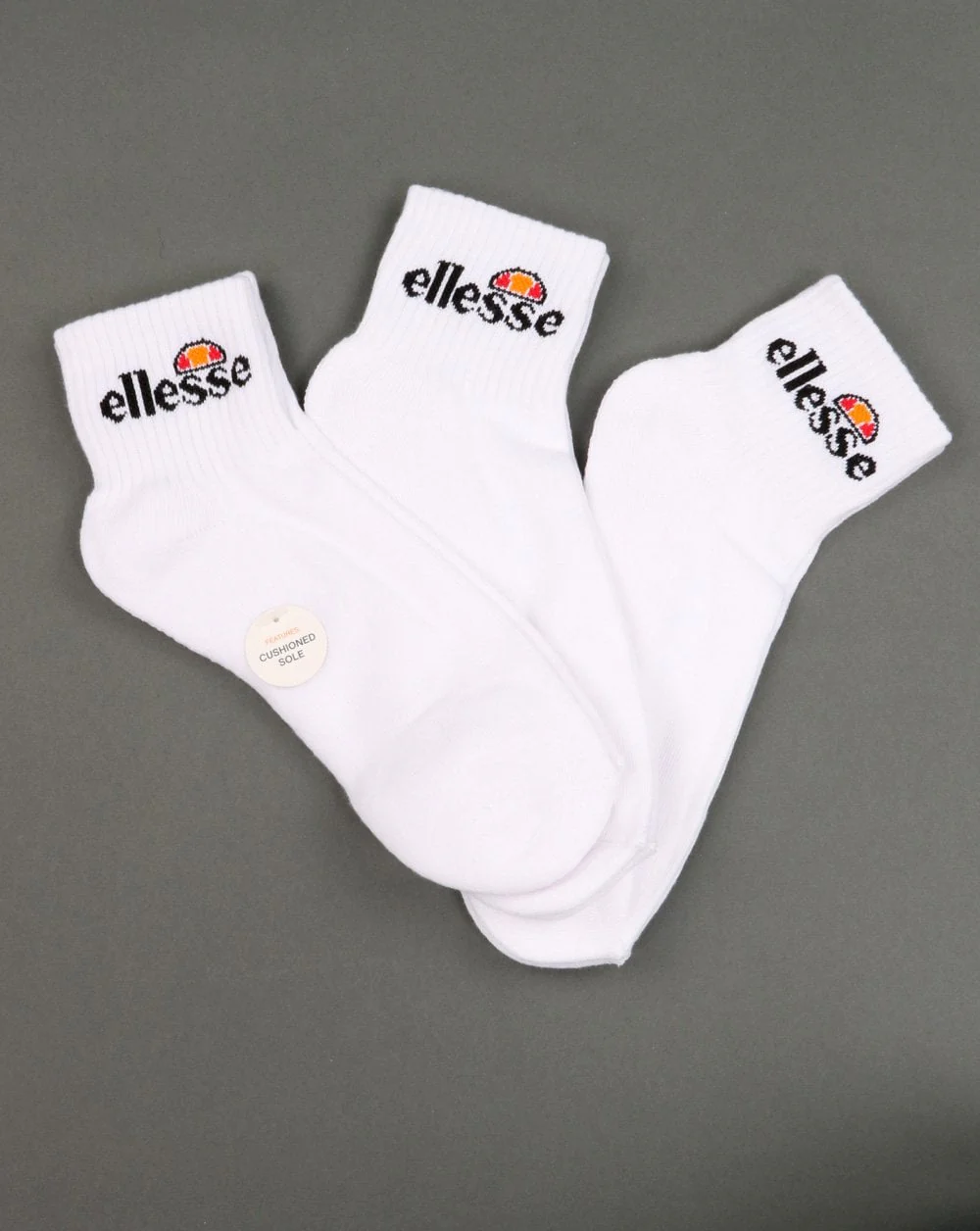 Ellesse Arrom 3 Pack Trainer Socks White - Image 2