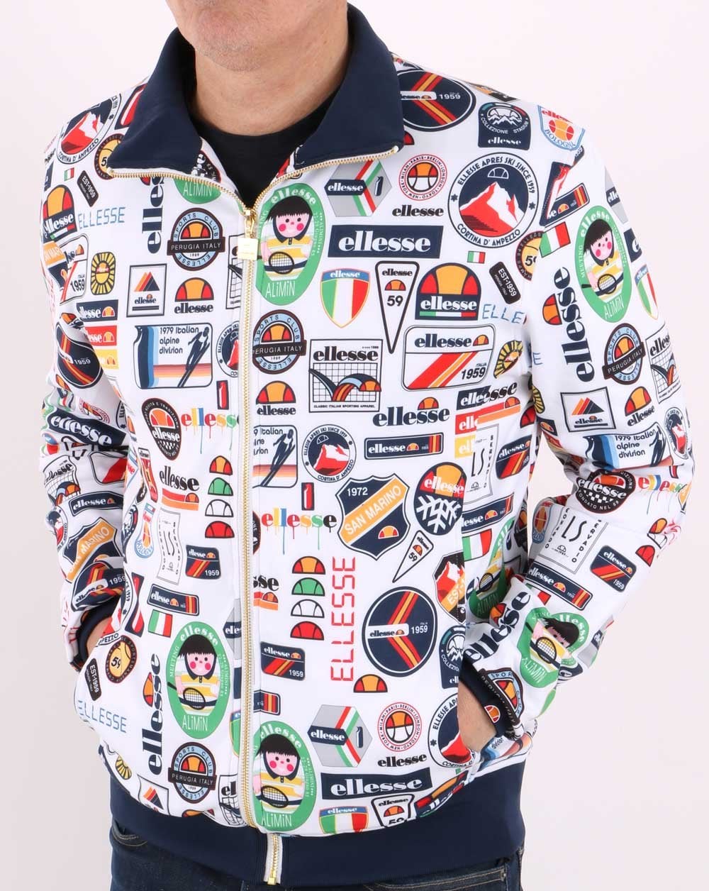 Ellesse Badged Track Top White/Multi - Image 2