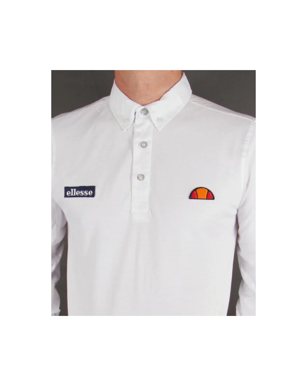 Ellesse Baresi Long Sleeve Polo Shirt White - Image 2