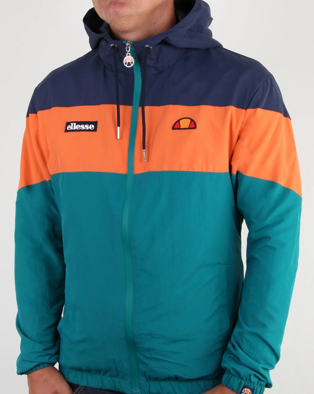 Ellesse Block Hooded Jacket Navy/Orange/Green