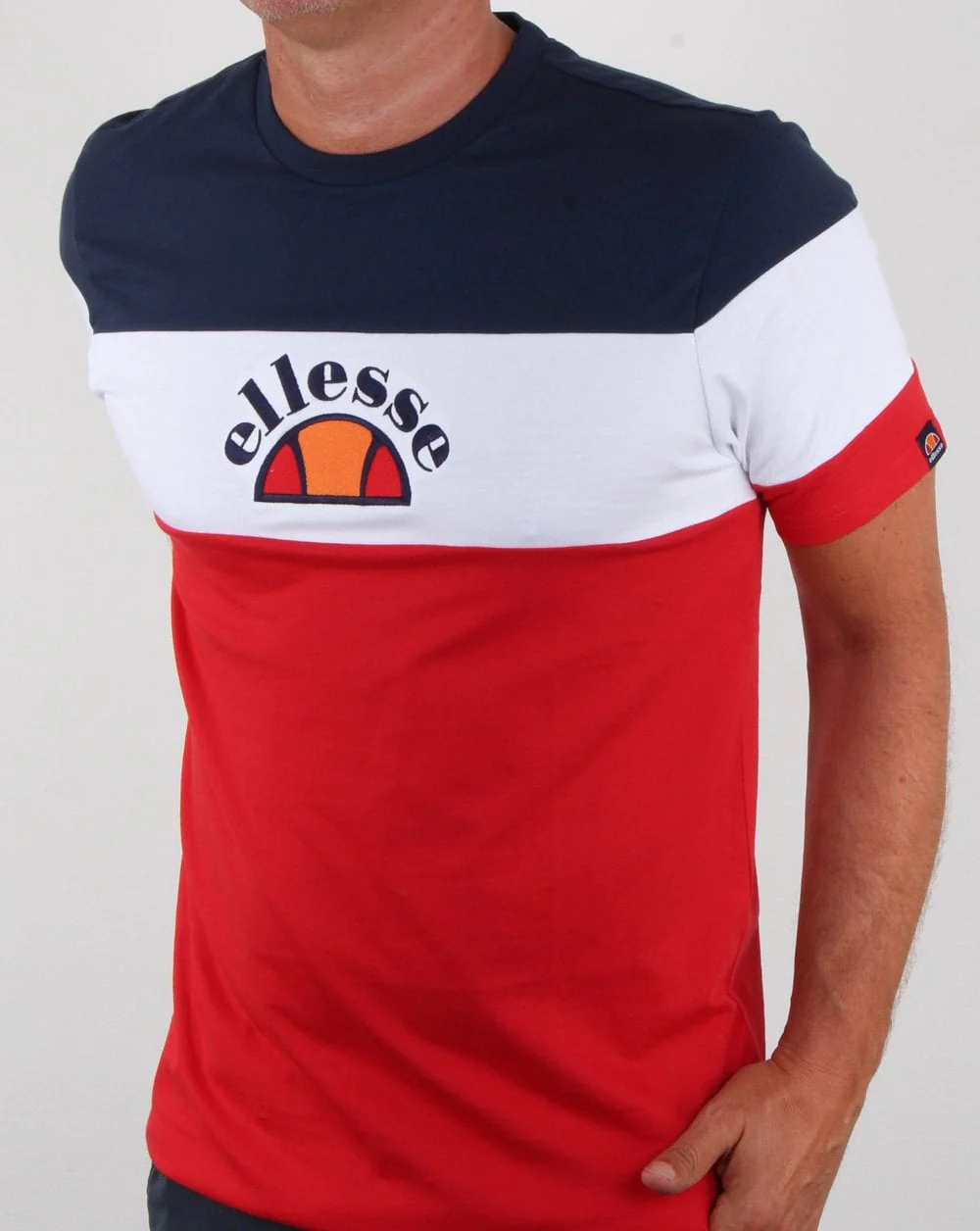 Ellesse Block T Shirt Red/navy/white - Image 3