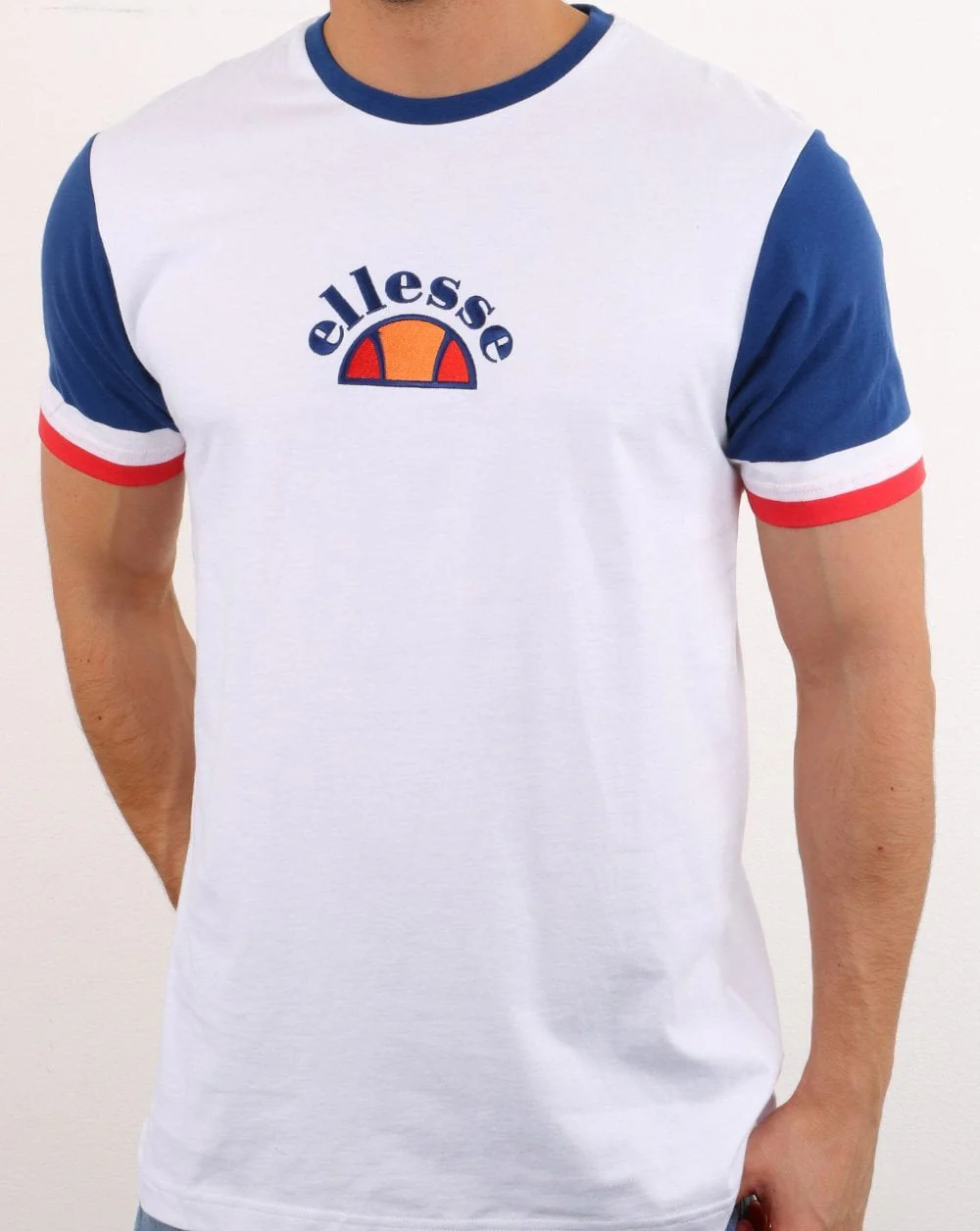 Ellesse Contrast Sleeve T Shirt White - Image 3