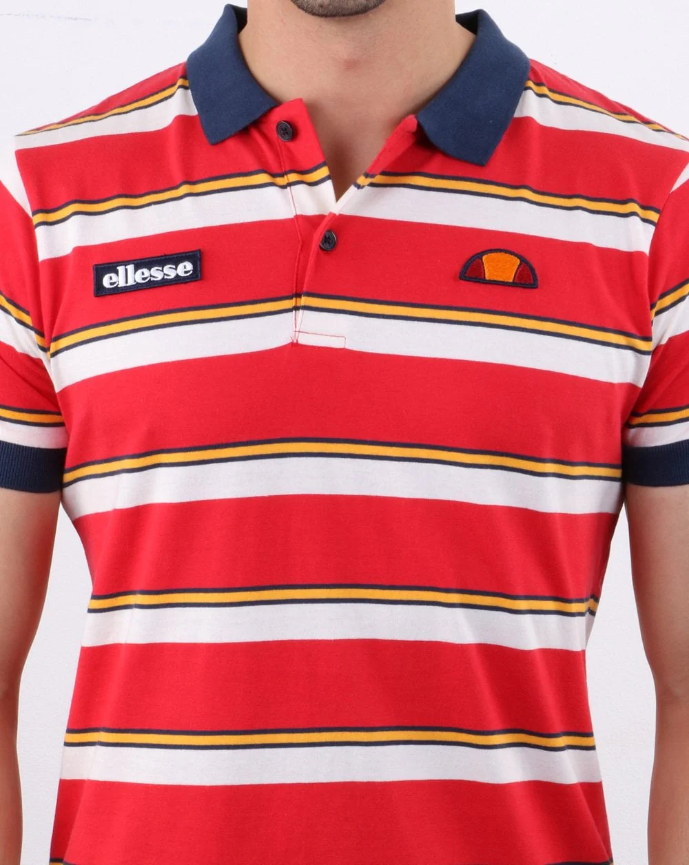 Ellesse Duo Stripe Polo Shirt Red - Image 4