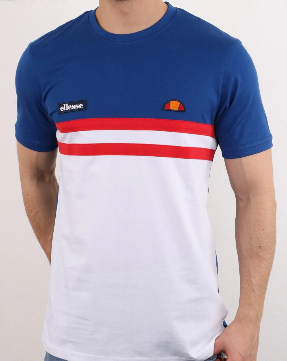 Ellesse Duo stripe T Shirt Blue/White