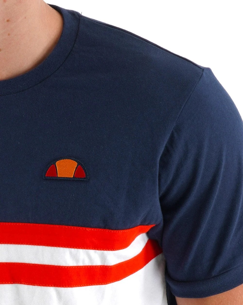 Ellesse Duo Stripe T Shirt Navy/White/Red - Image 2