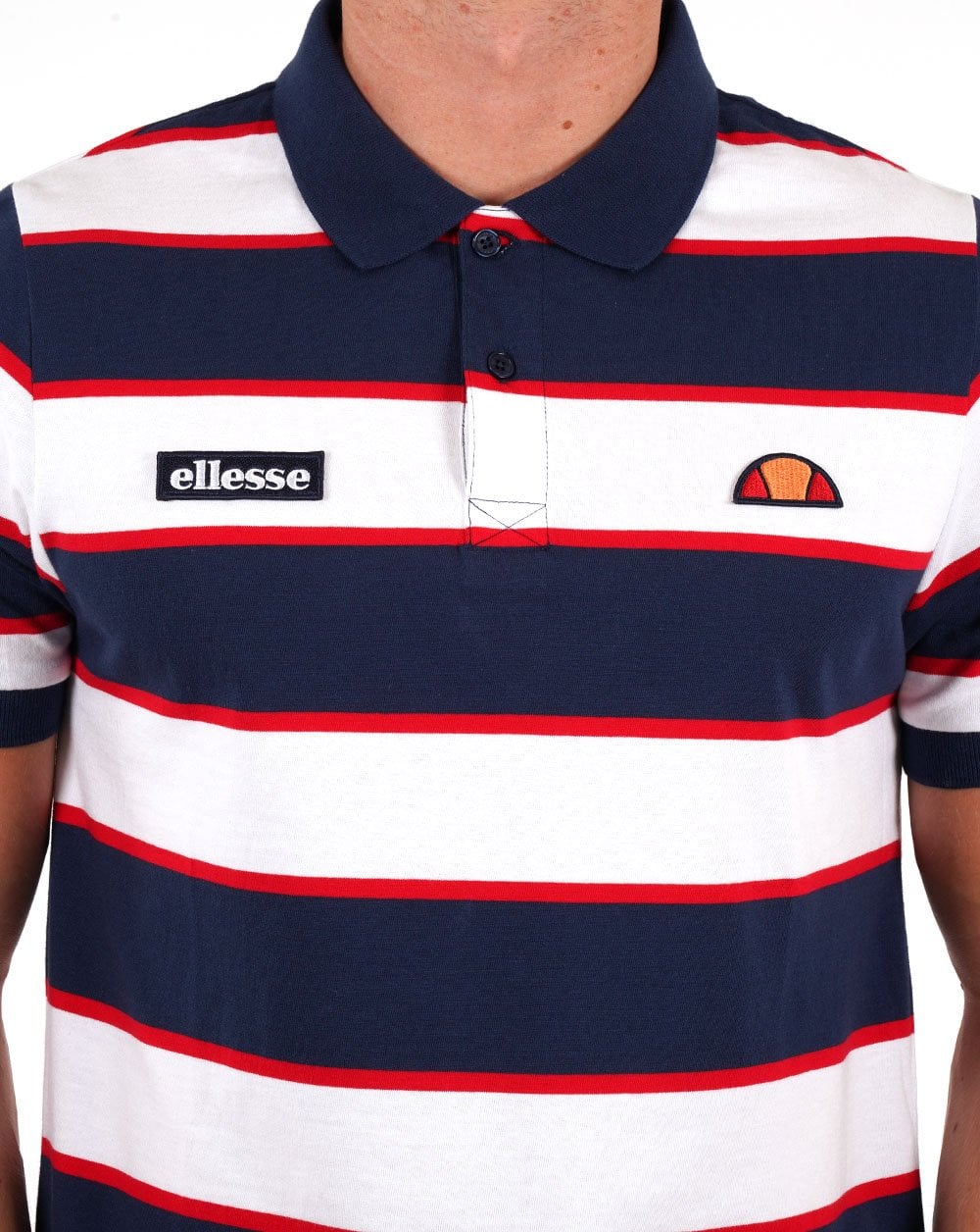 Ellesse Dyer Striped Polo Shirt Navy/White - Image 2