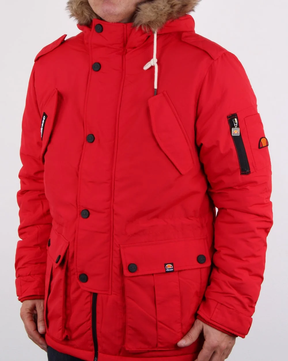 Ellesse Fur Lined hooded Parka Red - Image 2