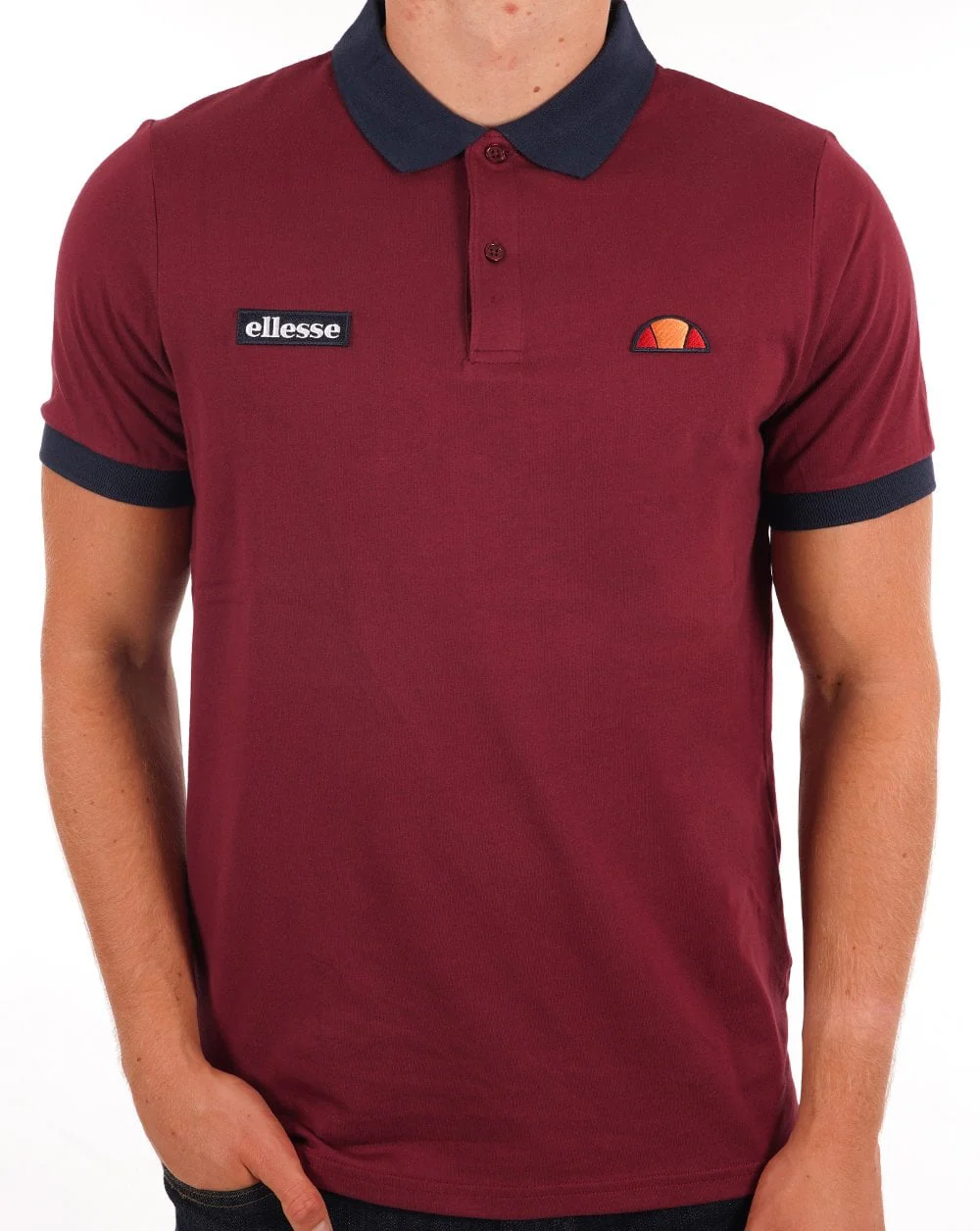 Ellesse Lessepsia Polo Shirt Burgundy/Navy - Image 3