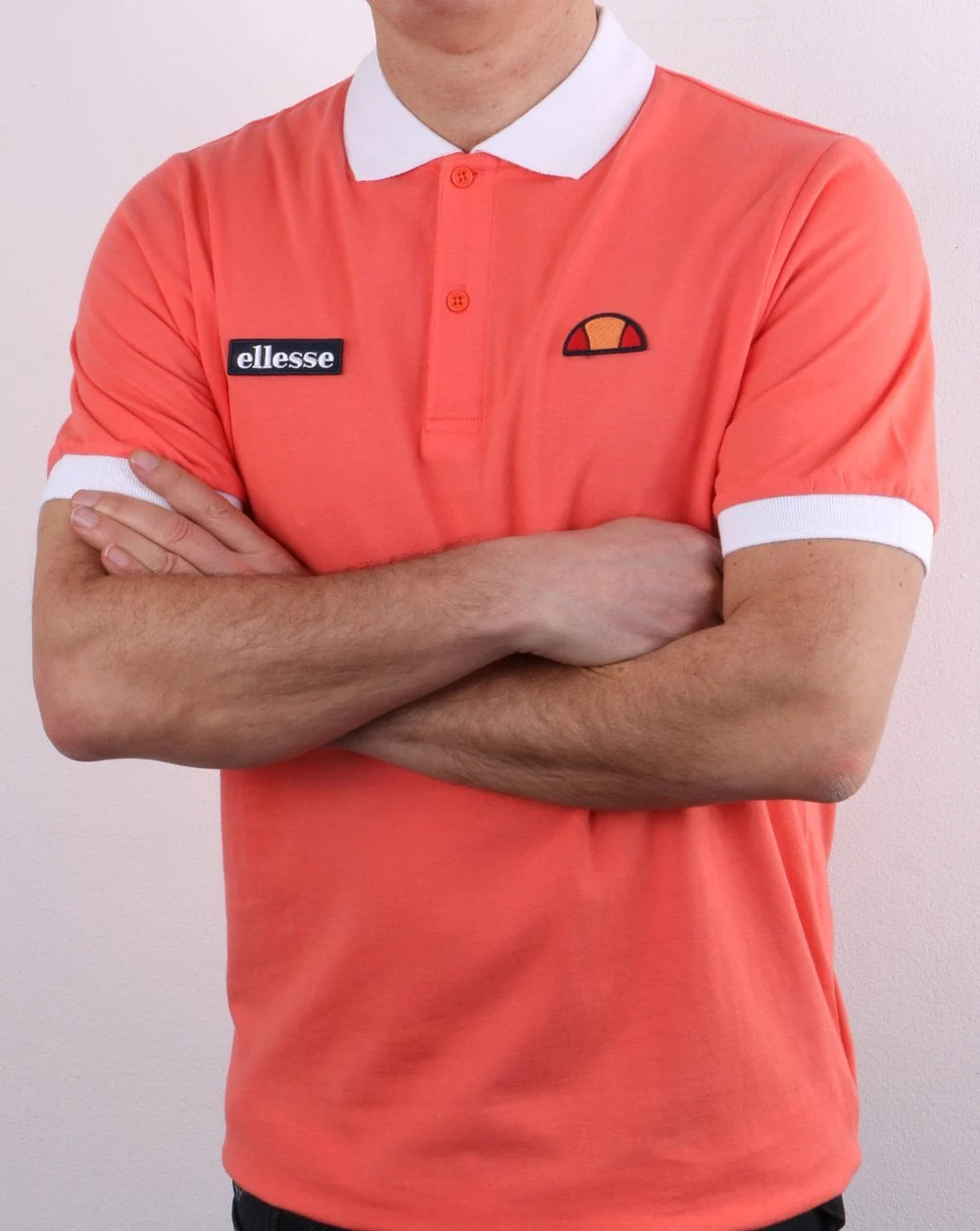 Ellesse Lessepsia Polo Shirt Coral/White - Image 3