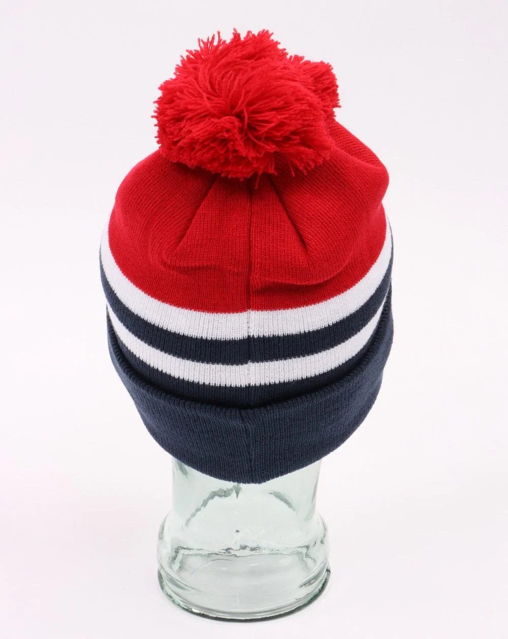 Ellesse Meddon Bobble Hat Beanie Red and Navy - Image 3