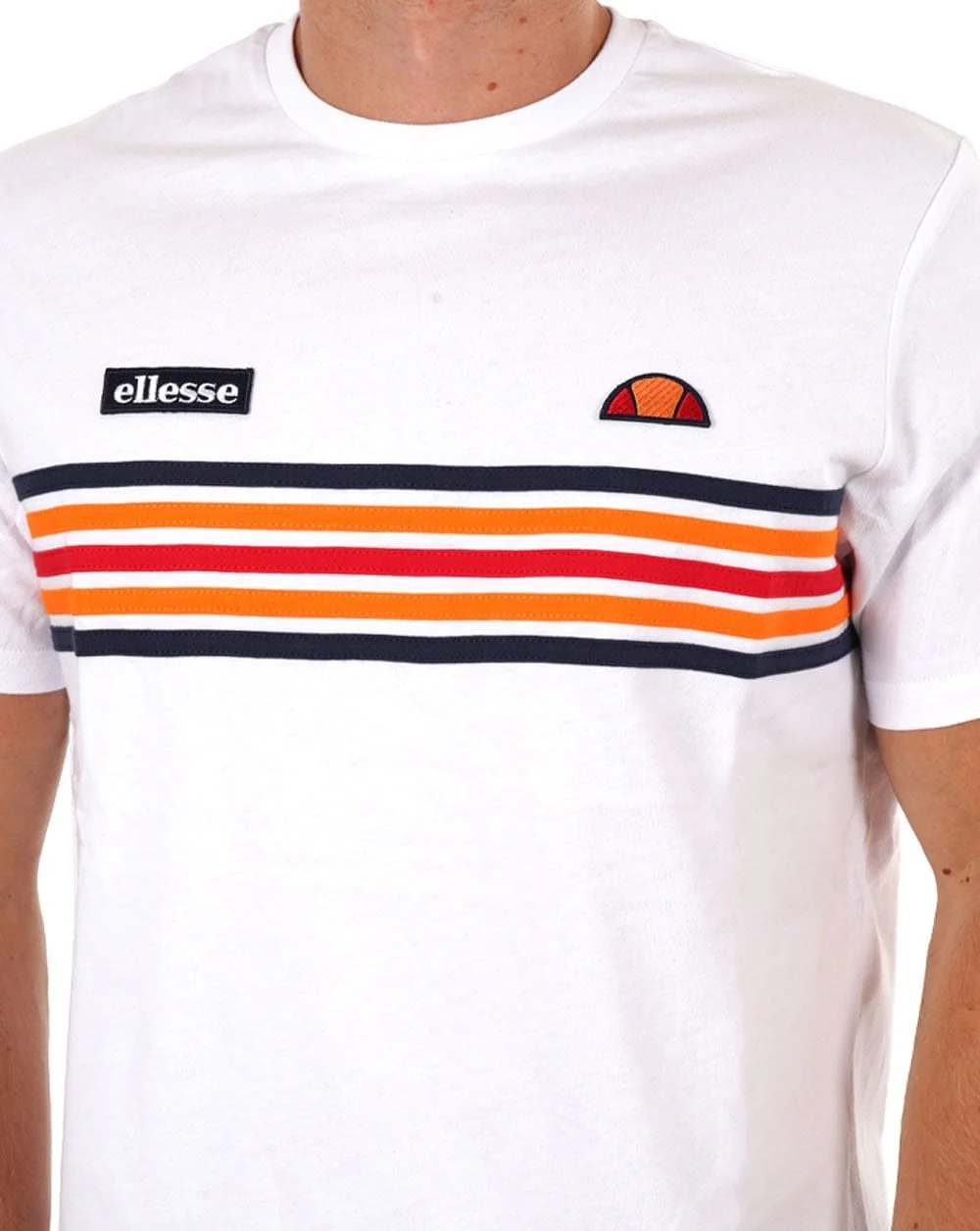 Ellesse Multi Stripe T Shirt White - Image 2