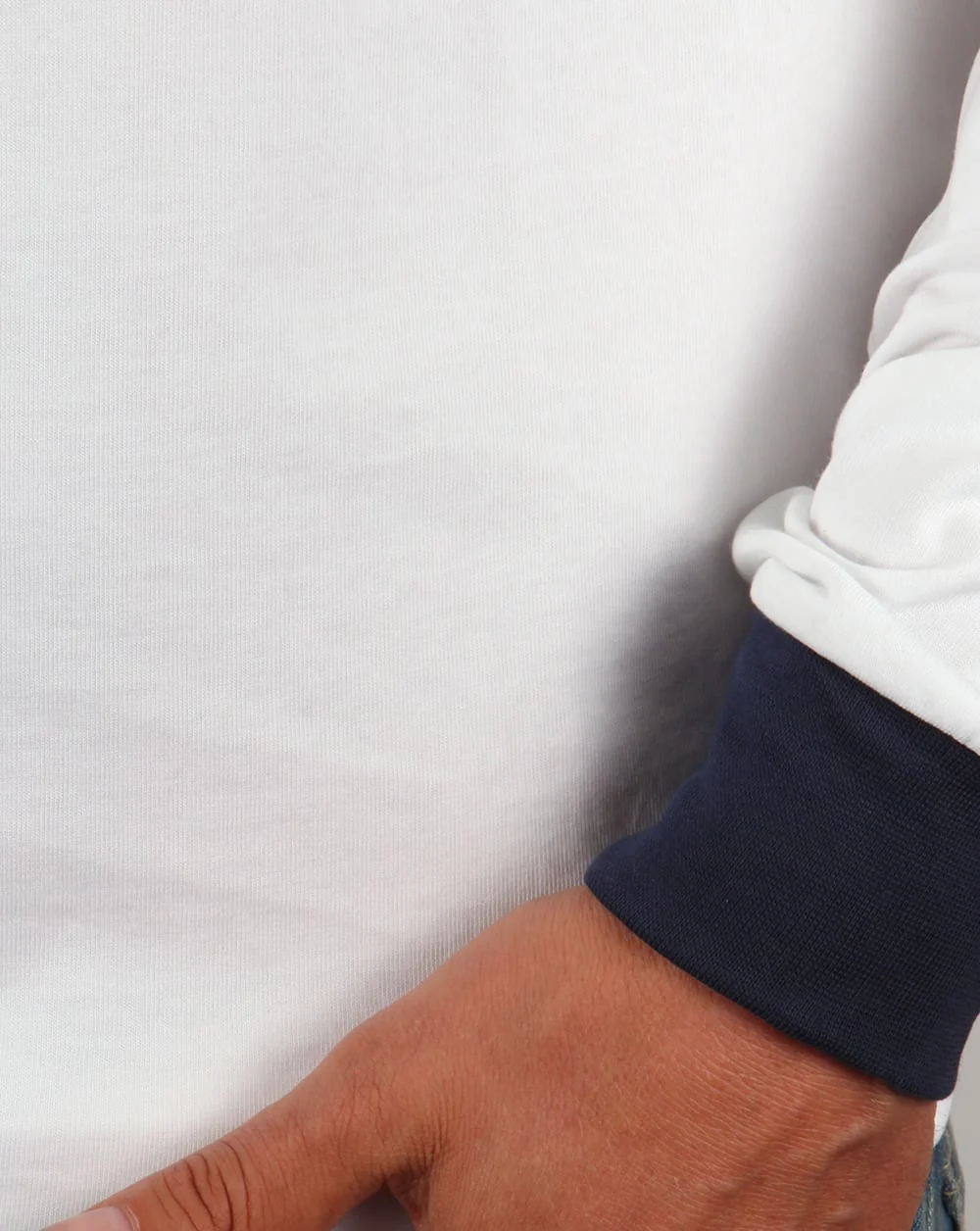 Ellesse Old Skool Long Sleeve Ringer T-shirt White - Image 3