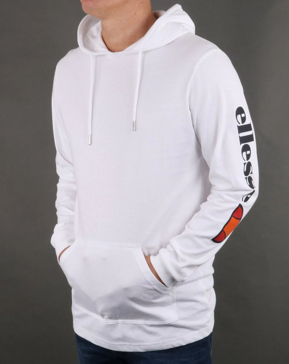 Ellesse Oratoria Hooded Long Sleeve T Shirt White - Image 3