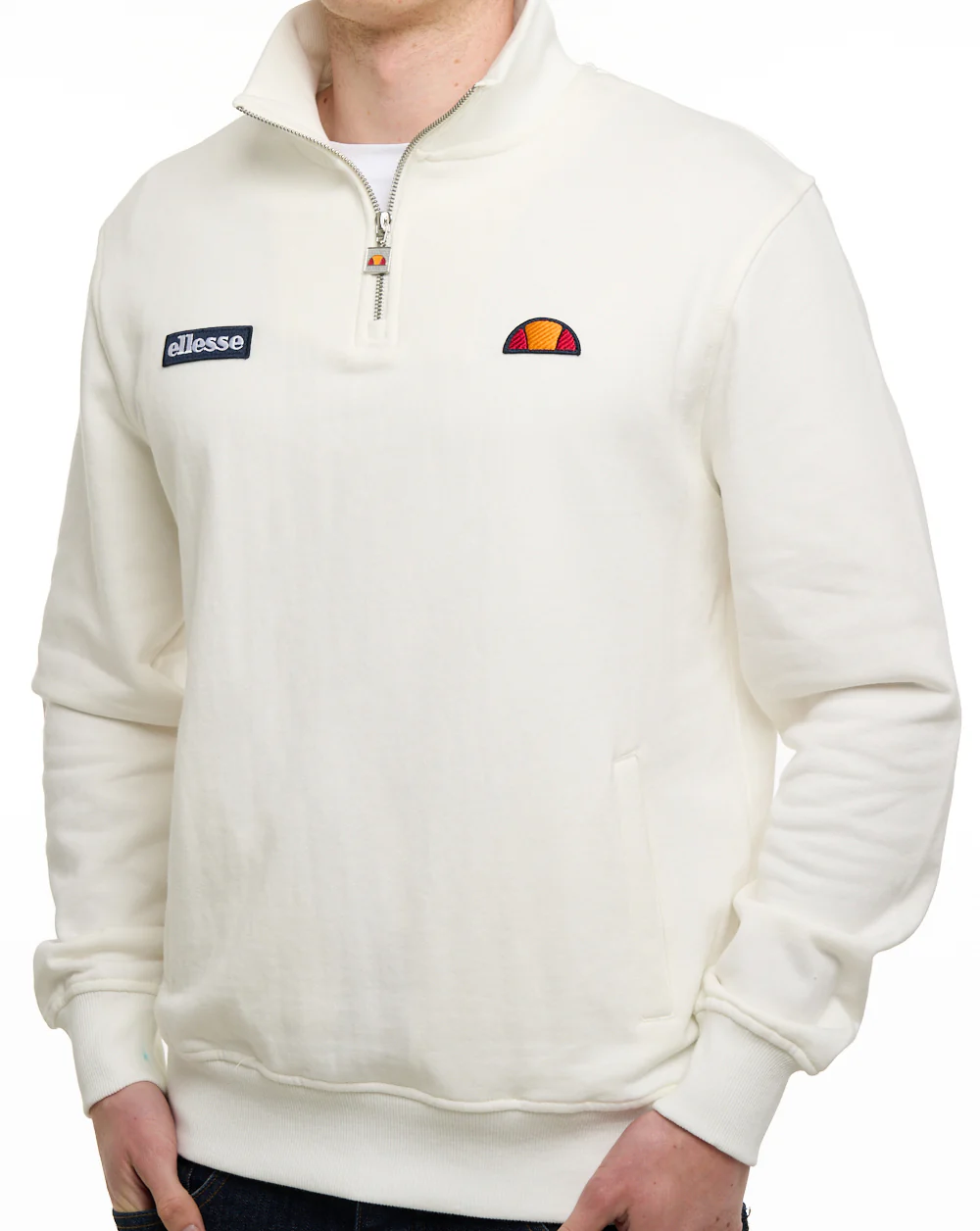 Ellesse Pelegrini 1/4 Zip Sweat Off White - Image 3