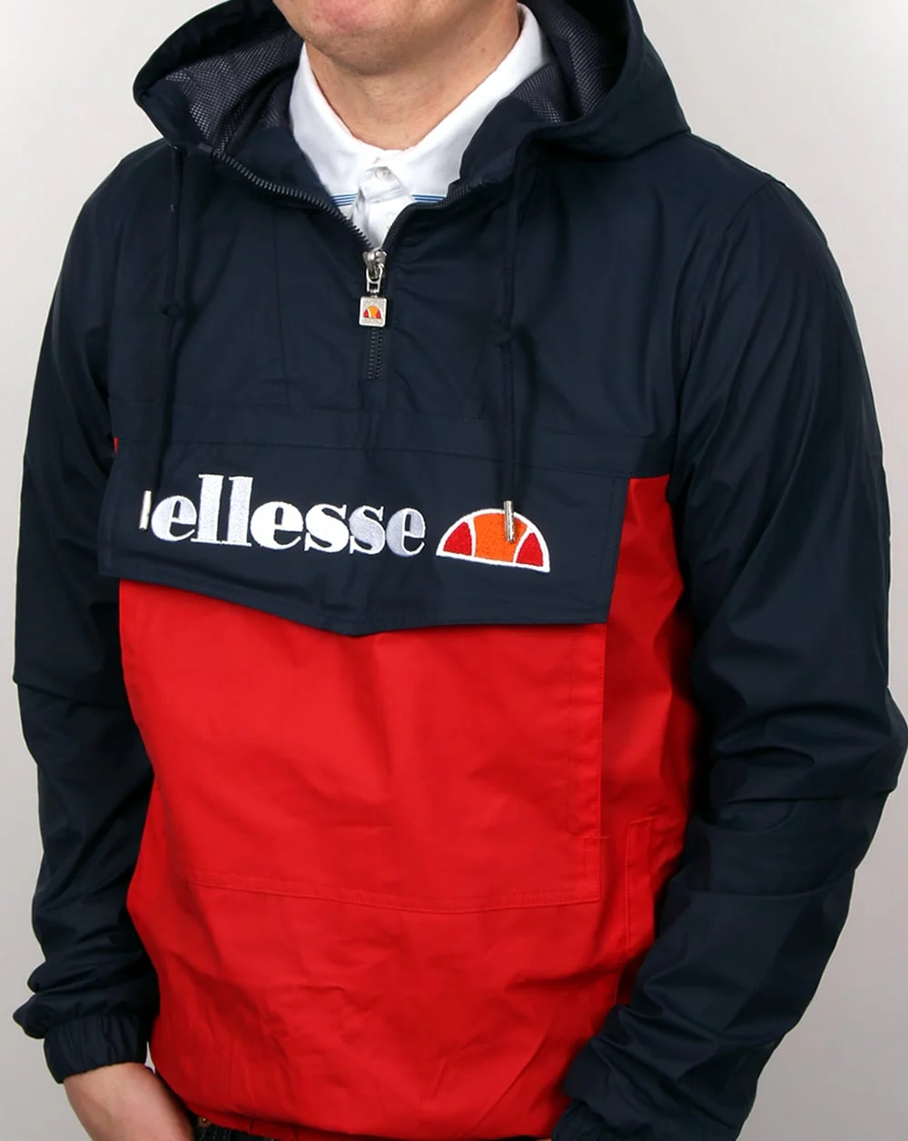 Ellesse Quarter Zip Logo Jacket Navy/Red - Image 2