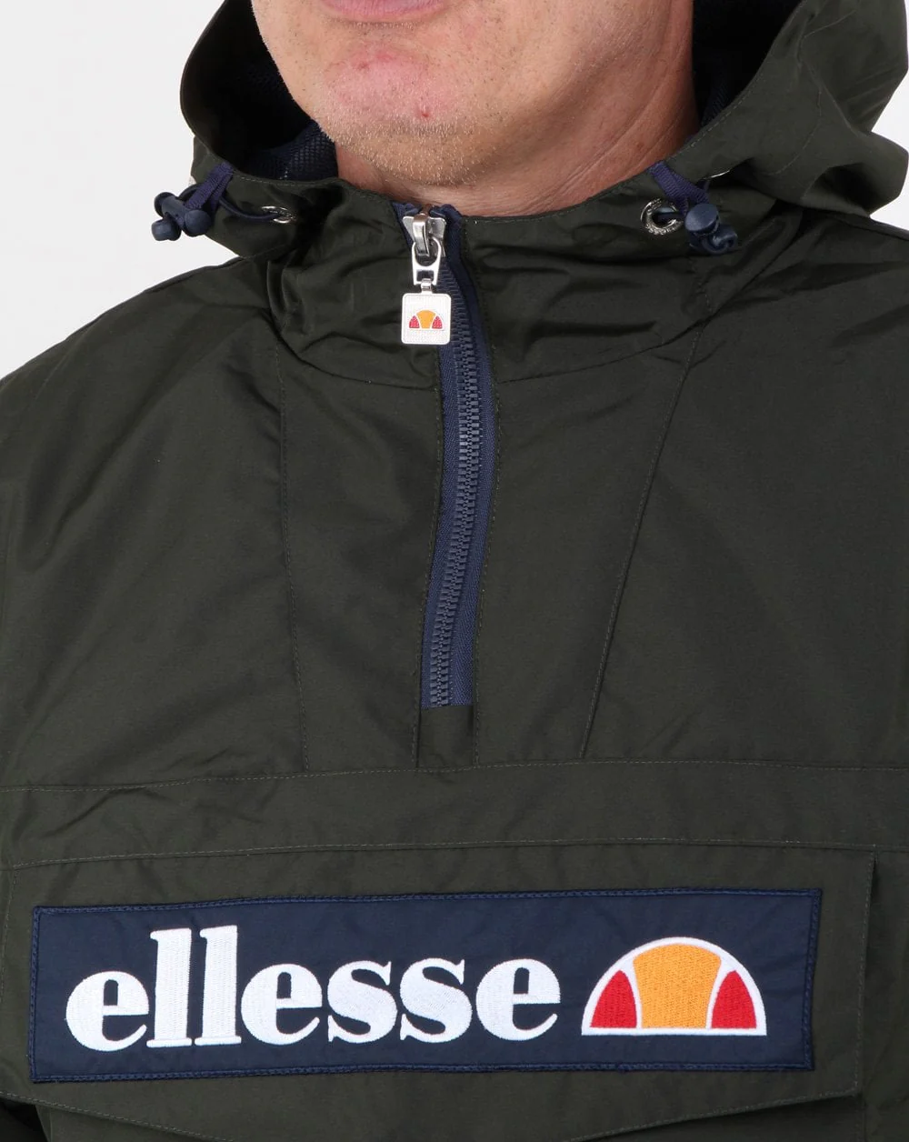 Ellesse Quarter Zip Overhead Jacket Deep Khaki - Image 3